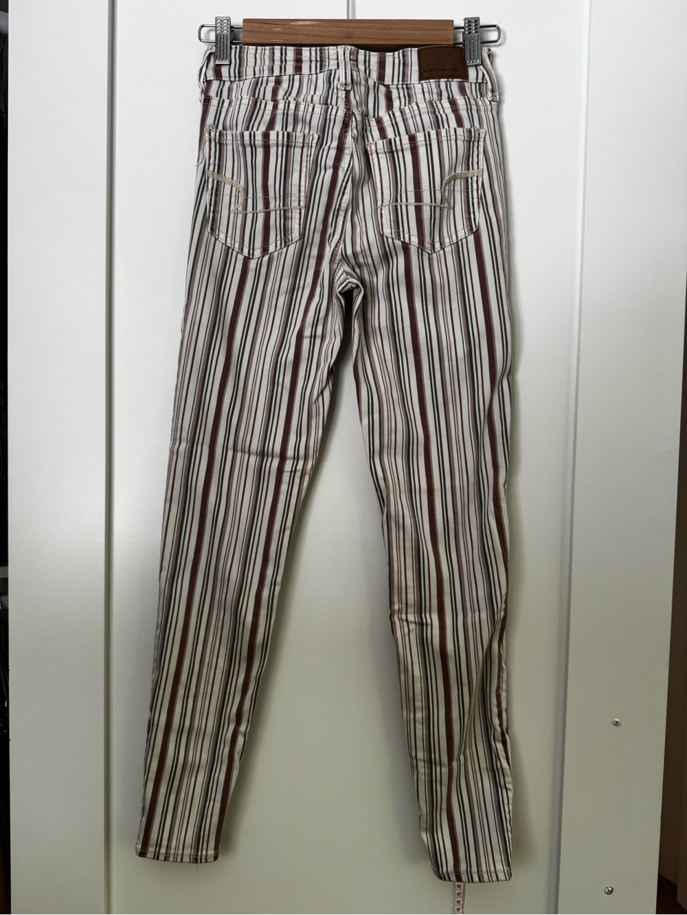 American Eagle Next Level Stretch Striped Skinny Jeans Size 0 Regular - Picture 3 of 10